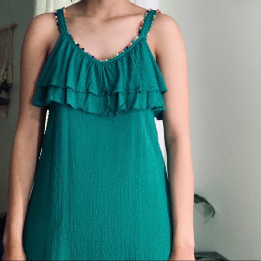 Pom Pom emerald dress